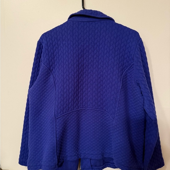 Isaac Mizrahi Blue Teddy Jacket with Quilted Texture and Asymmetrical Zipper - Picture 2 of 4